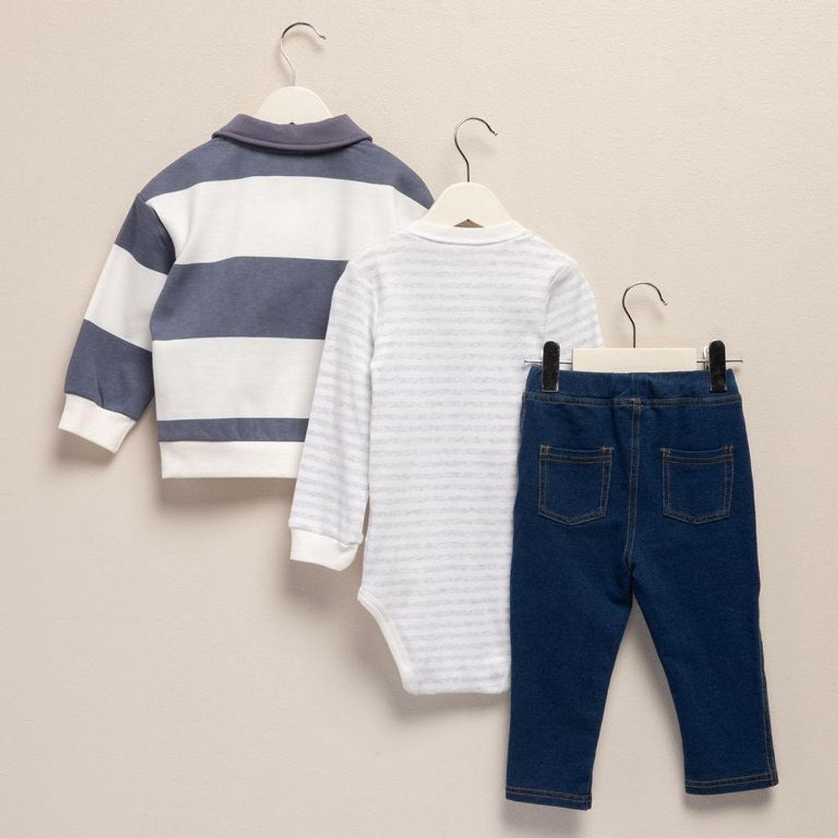 YAMP - Set Saco + Jean + Body manga larga para Bebé niño de Algodón Yamp