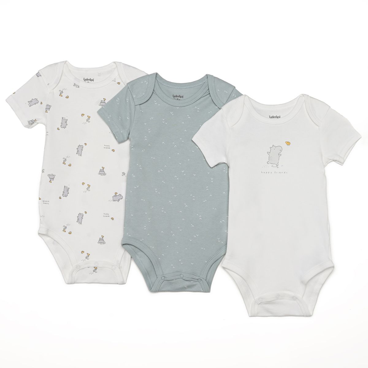 YAMP - Bodie para Bebé niño Pack de 3 unidades de Algodón Yamp