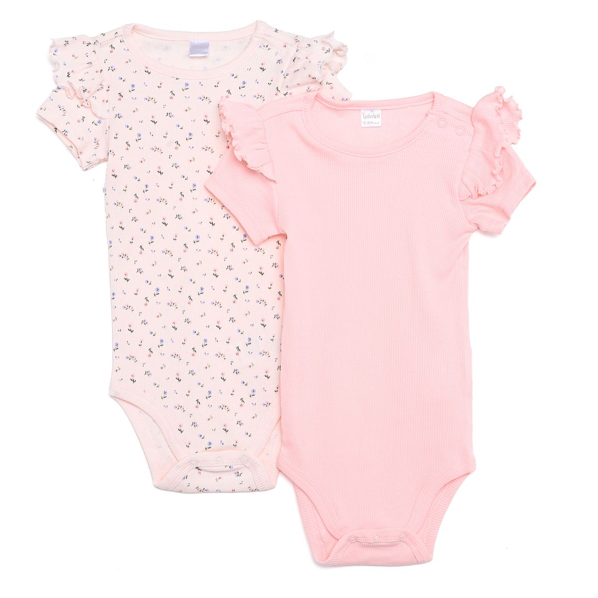 YAMP - Bodie para Bebé niña Pack de 2 unidades Acanalada Manga corta de Algodón Yamp