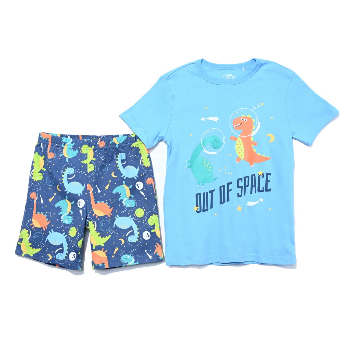 YAMP - Pijama Cintura elásticada para Niño 2 piezas con Estampado Manga corta de Algodón Yamp