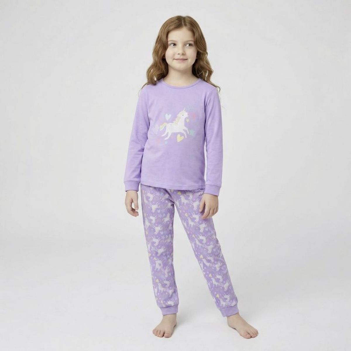 YAMP - Pijama Cintura elásticada para Niña 2 piezas con Estampado Manga larga de Algodón Yamp