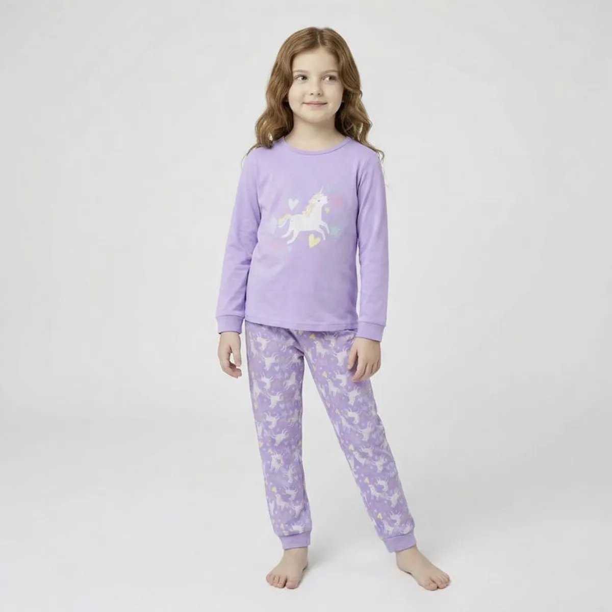 YAMP - Pijama Cintura elásticada para Niña 2 piezas con Estampado Manga larga de Algodón Yamp