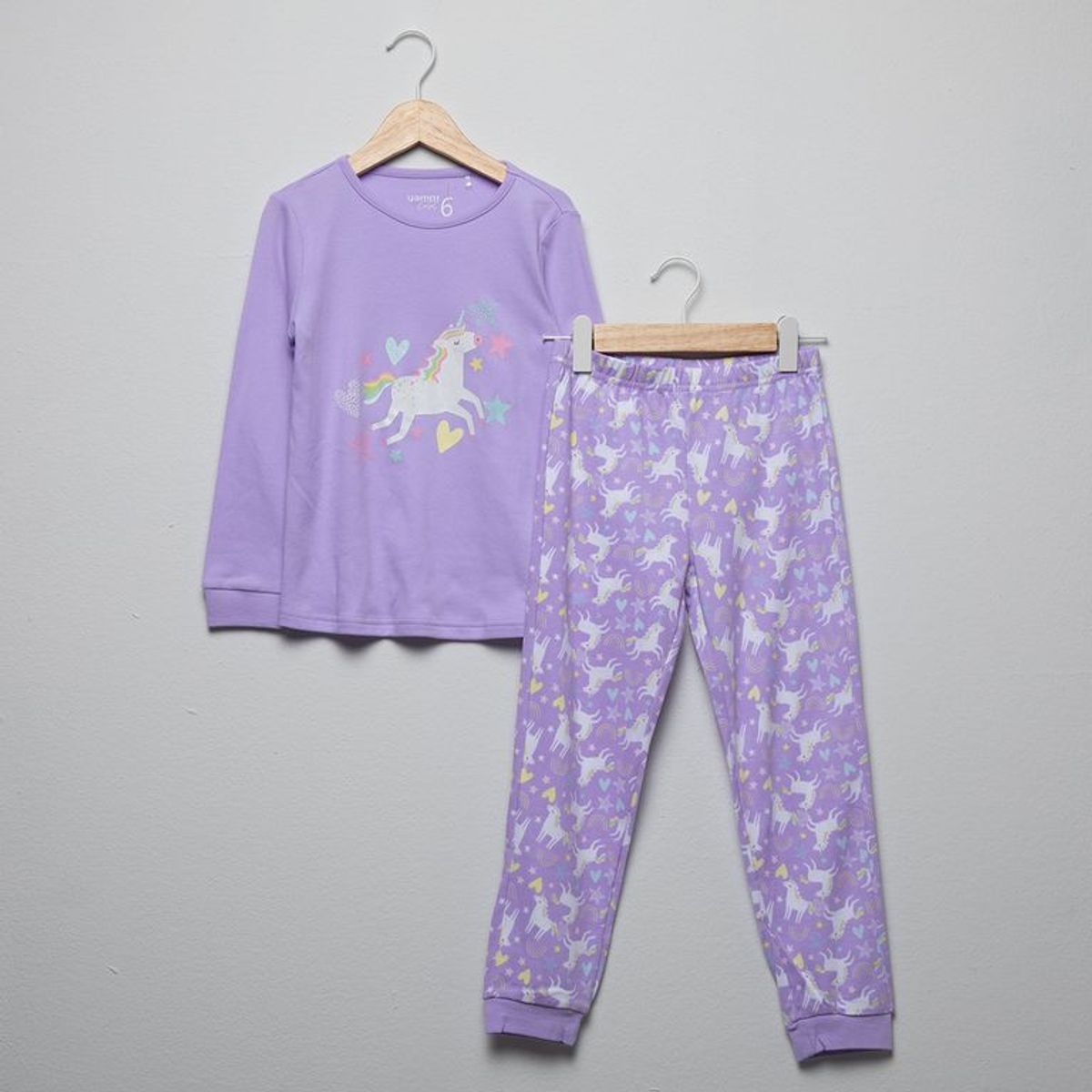 YAMP - Pijama Cintura elásticada para Niña 2 piezas con Estampado Manga larga de Algodón Yamp