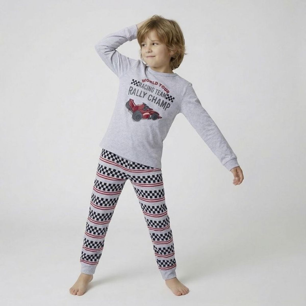 YAMP - Pijama Cintura elásticada para Niño 2 piezas con Estampado Manga larga de Algodón Yamp