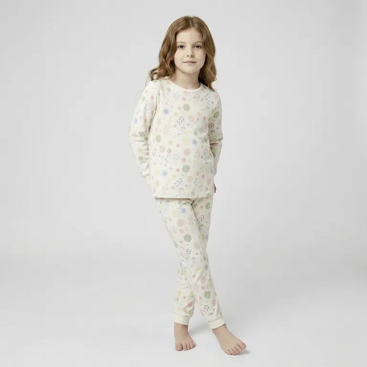 YAMP - Pijama Cintura elásticada para Niña 2 piezas con Estampado Manga larga de Algodón Yamp