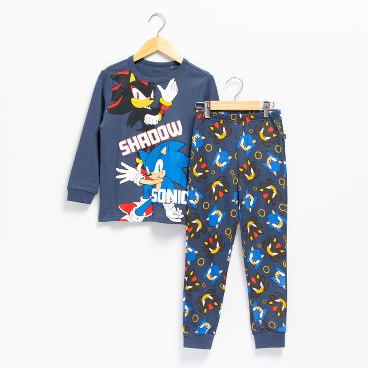 SONIC - Pijama Cintura elásticada para Niño 2 piezas con Estampado Manga larga de Algodón Sonic