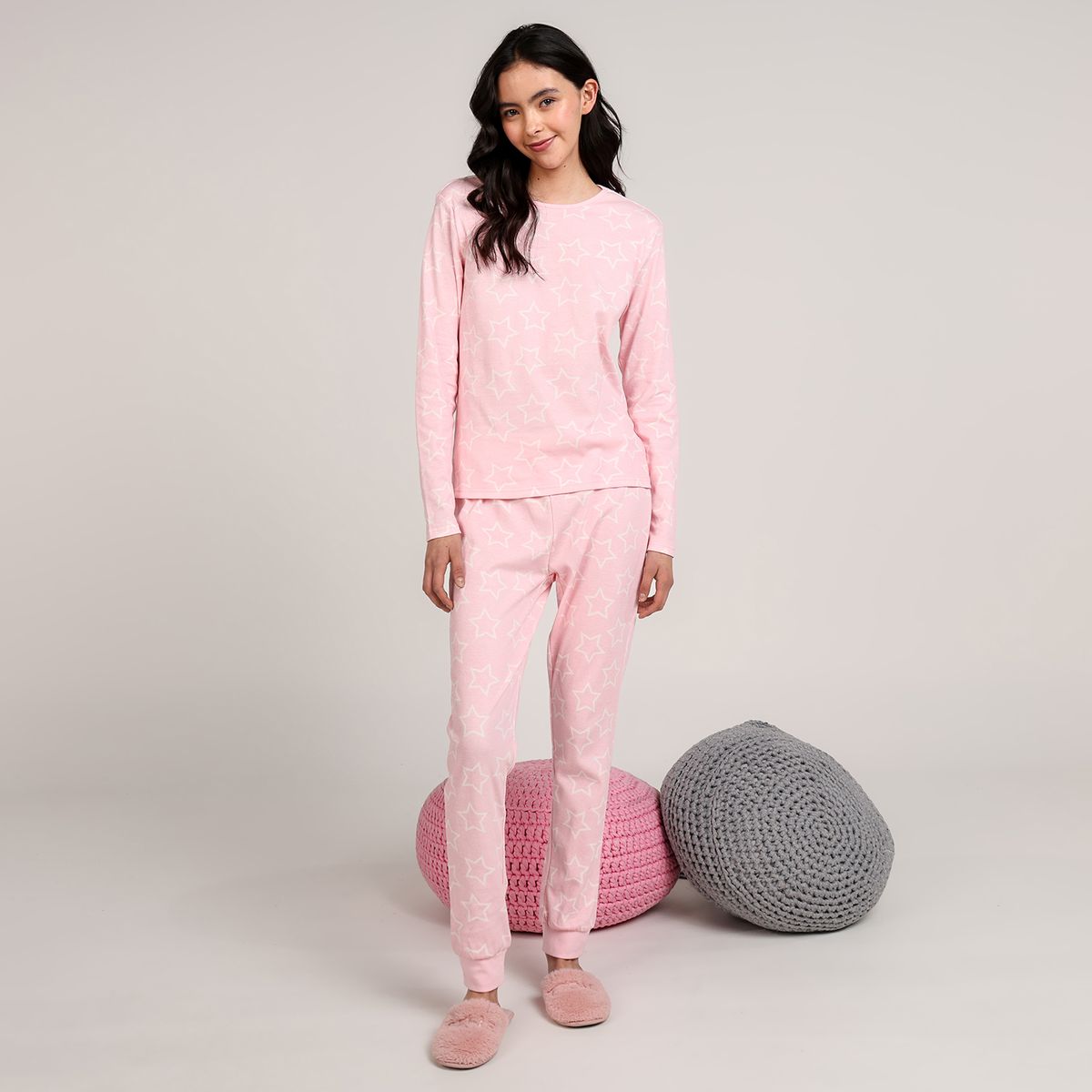 ELV - Pijama Cintura elásticada para Niña 2 piezas con Estampado Manga larga de Algodón Elv