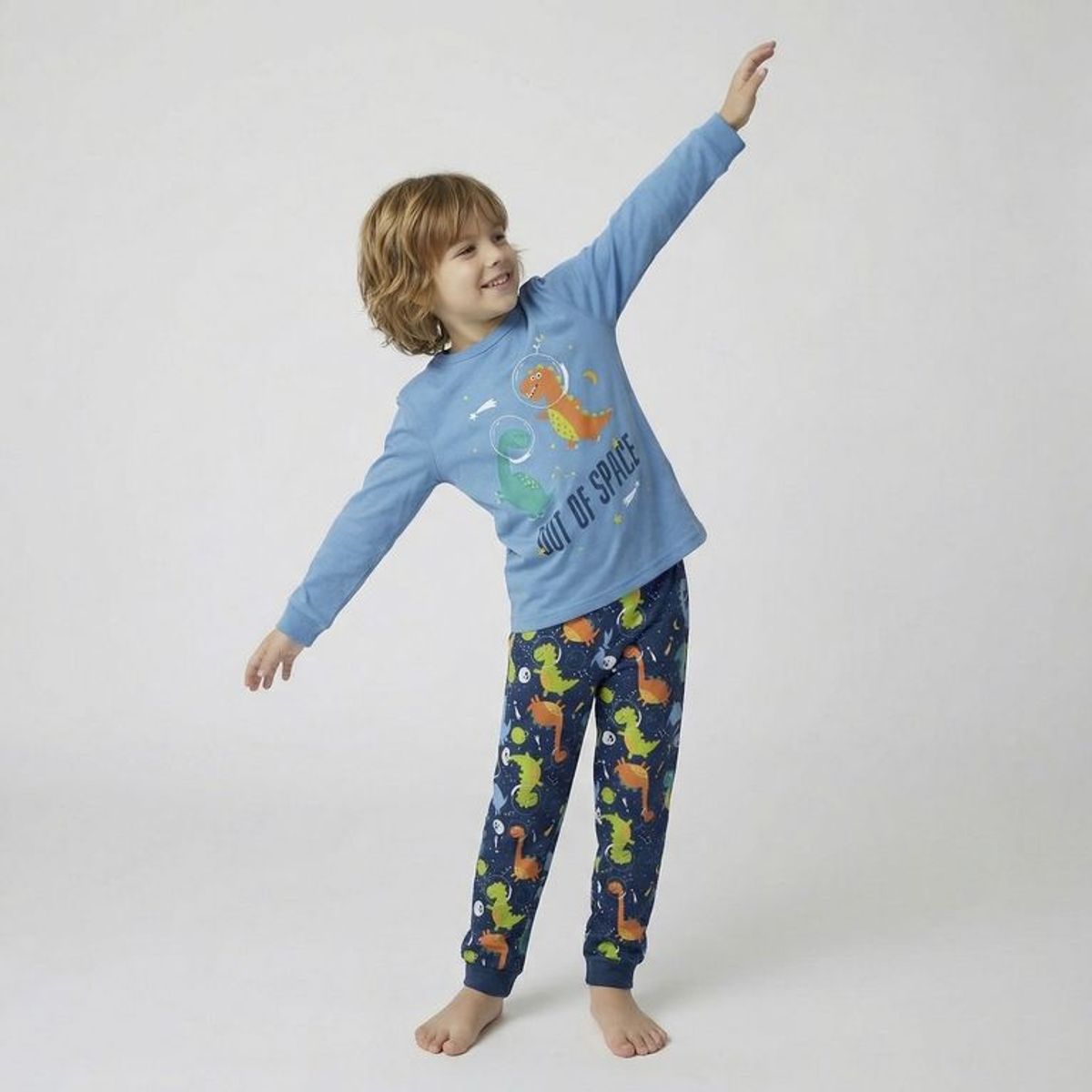 YAMP - Pijama Cintura elásticada para Niño 2 piezas con Estampado Manga larga de Algodón Yamp