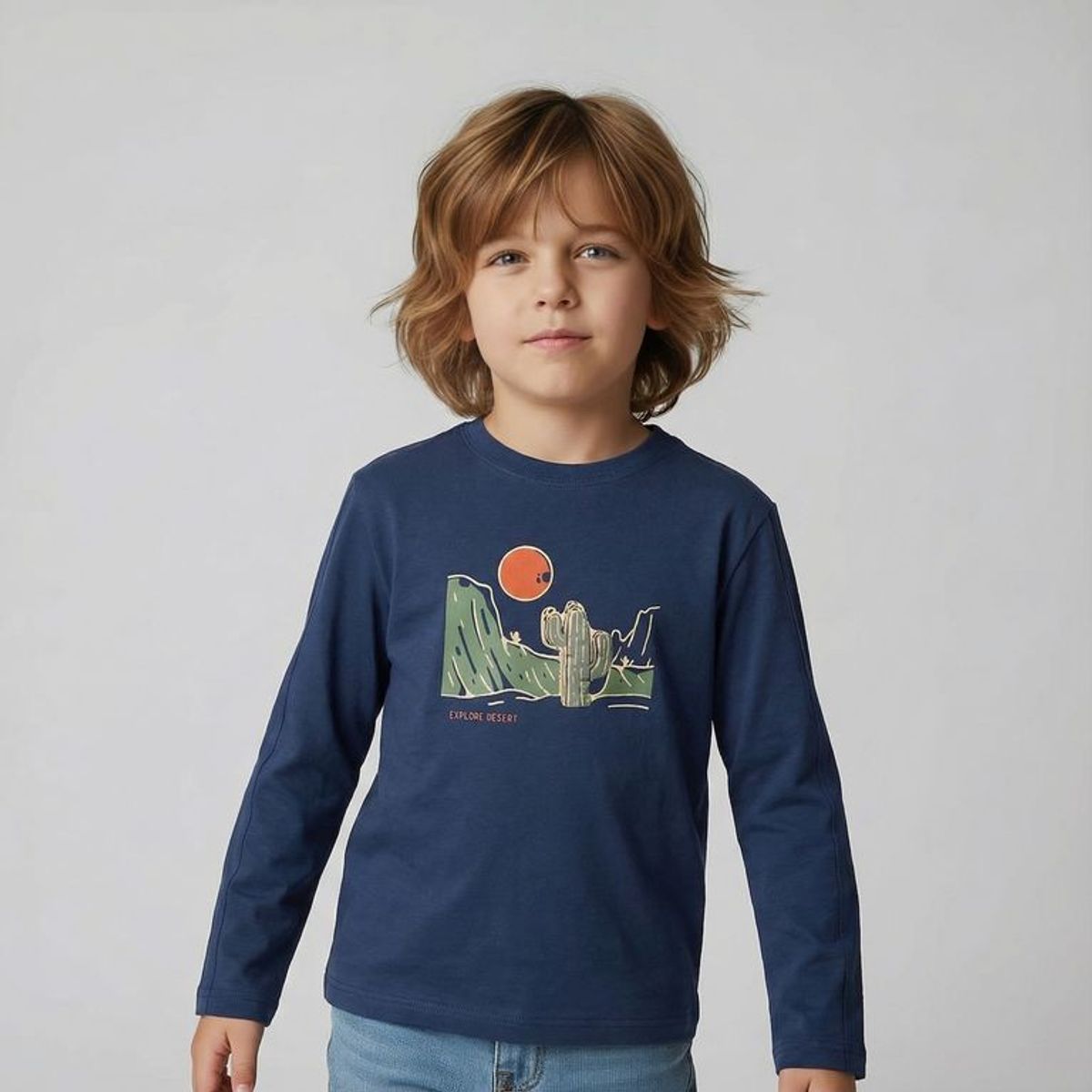 YAMP - Camiseta para Niño con Estampado  Manga larga de Algodón Yamp