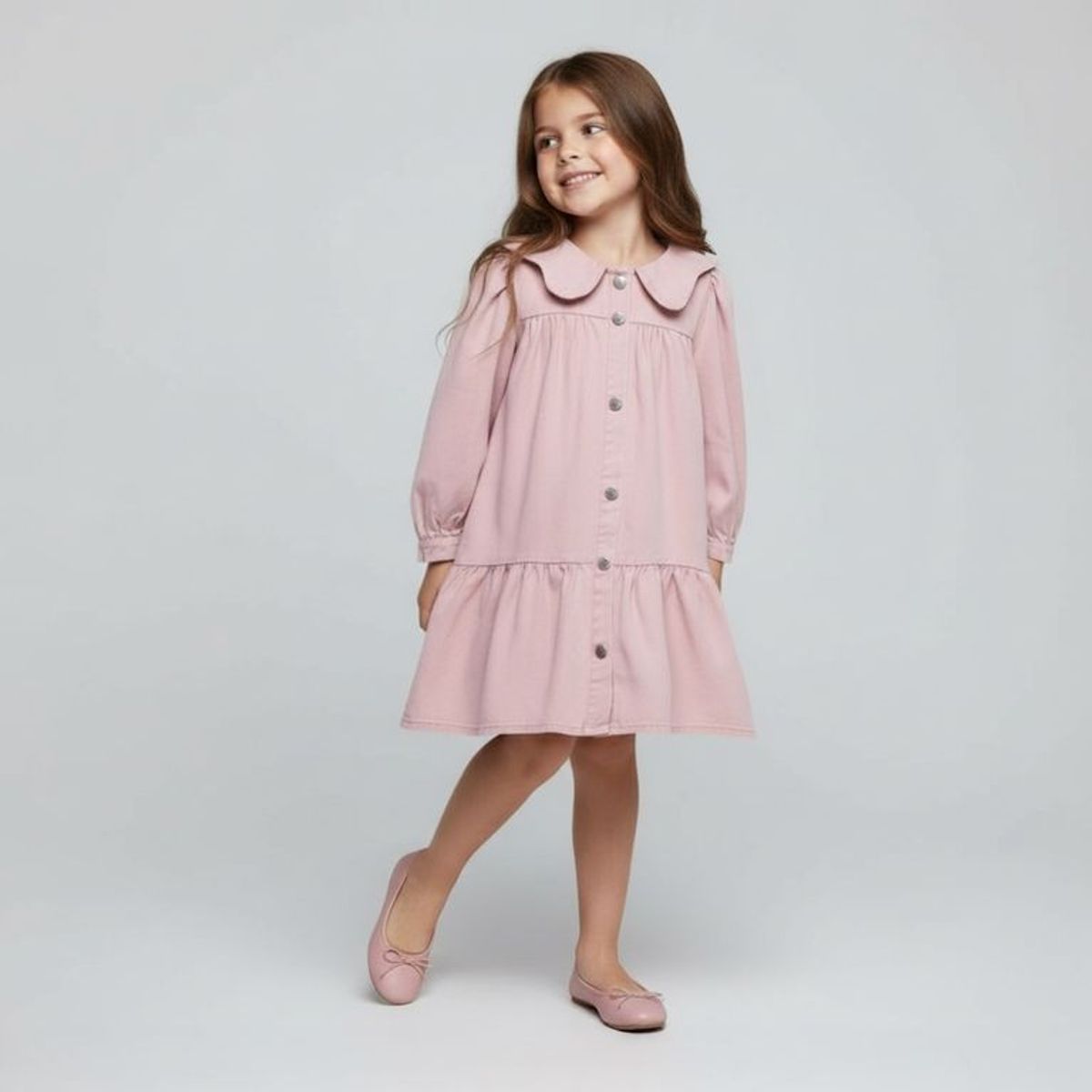 YAMP - Vestido para Niña Manga larga de Algodón Yamp