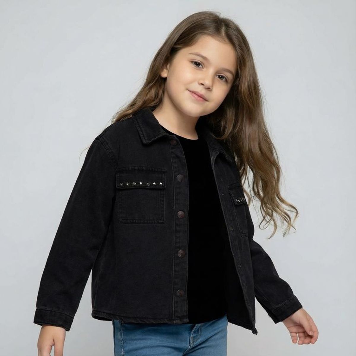 YAMP - Chaqueta para Niña con Taches de Algodón Yamp