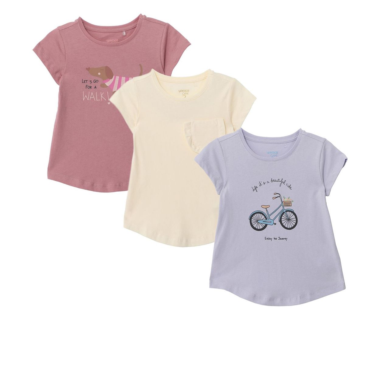 YAMP - Camiseta para Niña Pack de 3 unidades de Algodón Yamp