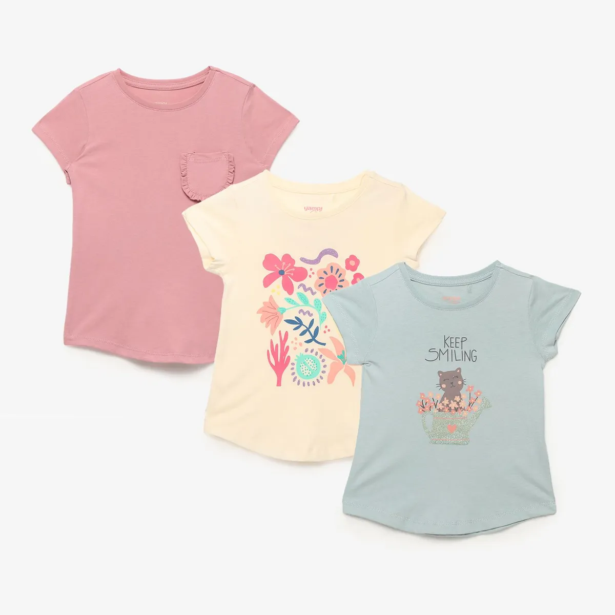 YAMP - Camiseta para Niña Pack de 3 unidades de Algodón Yamp