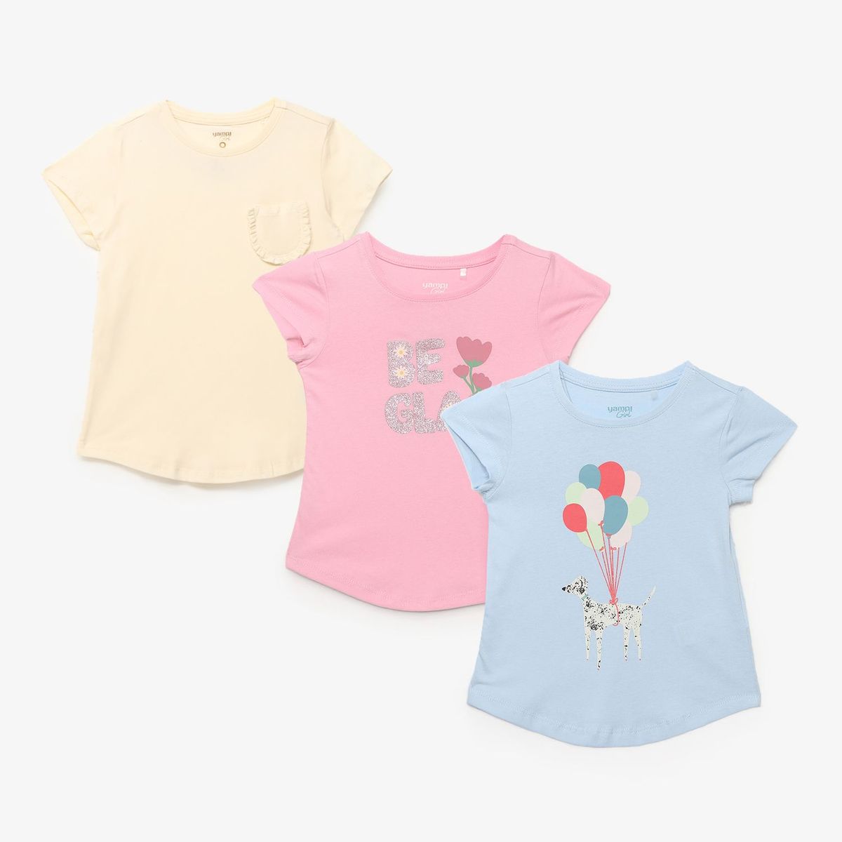 YAMP - Camiseta para Niña Pack de 3 unidades de Algodón Yamp