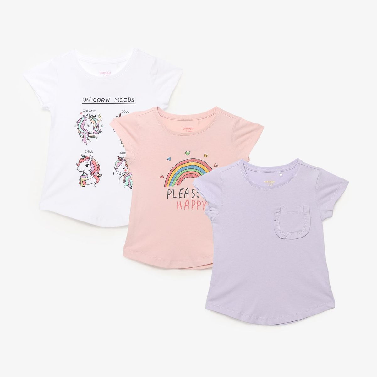 YAMP - Camiseta para Niña Pack de 3 unidades de Algodón Yamp