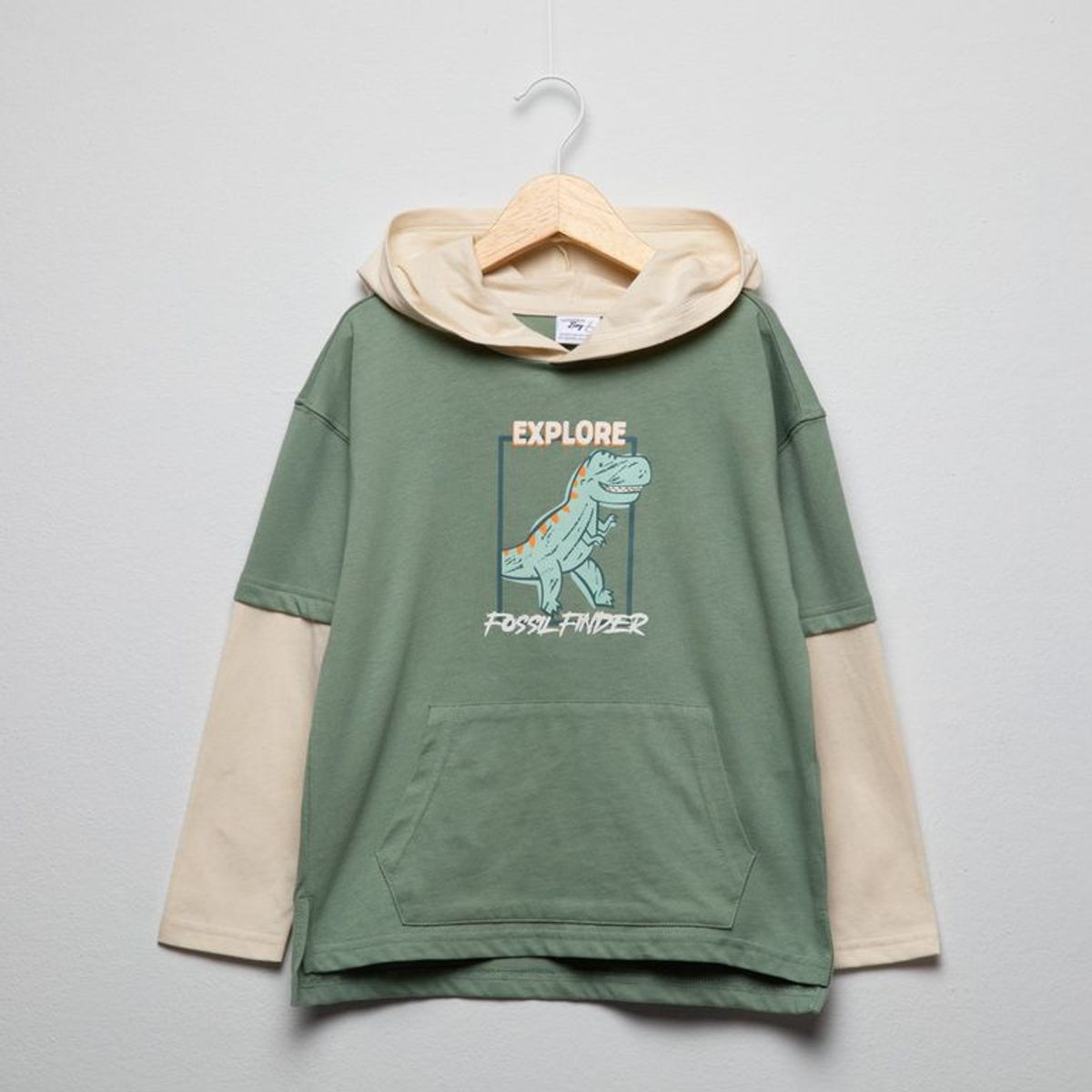 YAMP - Camiseta manga larga para Niño con Estampado Con capucha Manga larga de Algodón Yamp