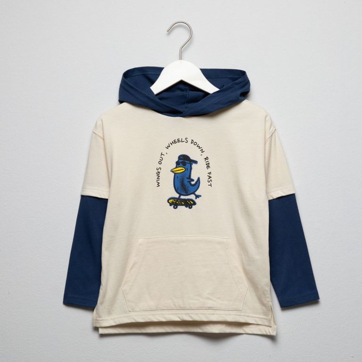 YAMP - Camiseta manga larga para Niño con Estampado Con capucha Manga larga de Algodón Yamp
