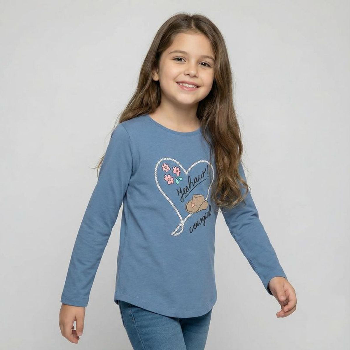 YAMP - Camiseta manga larga para Niña de Algodón Yamp