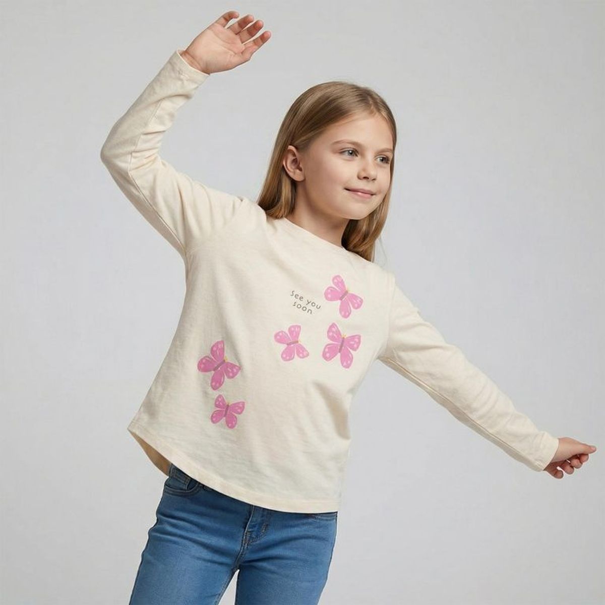 YAMP - Camiseta manga larga para Niña de Algodón Yamp