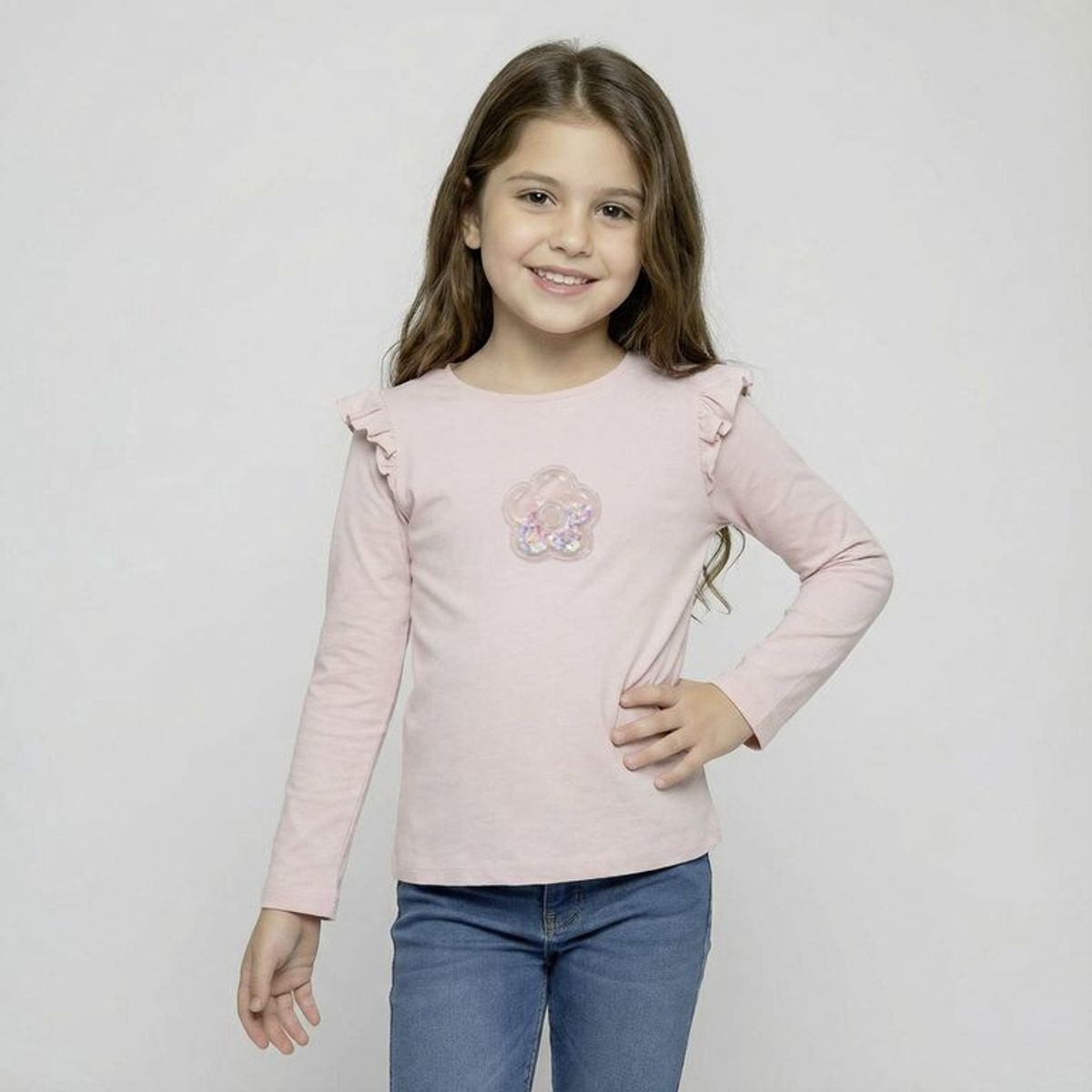 YAMP - Camiseta manga larga para Niña con Boleros de Algodón Yamp 