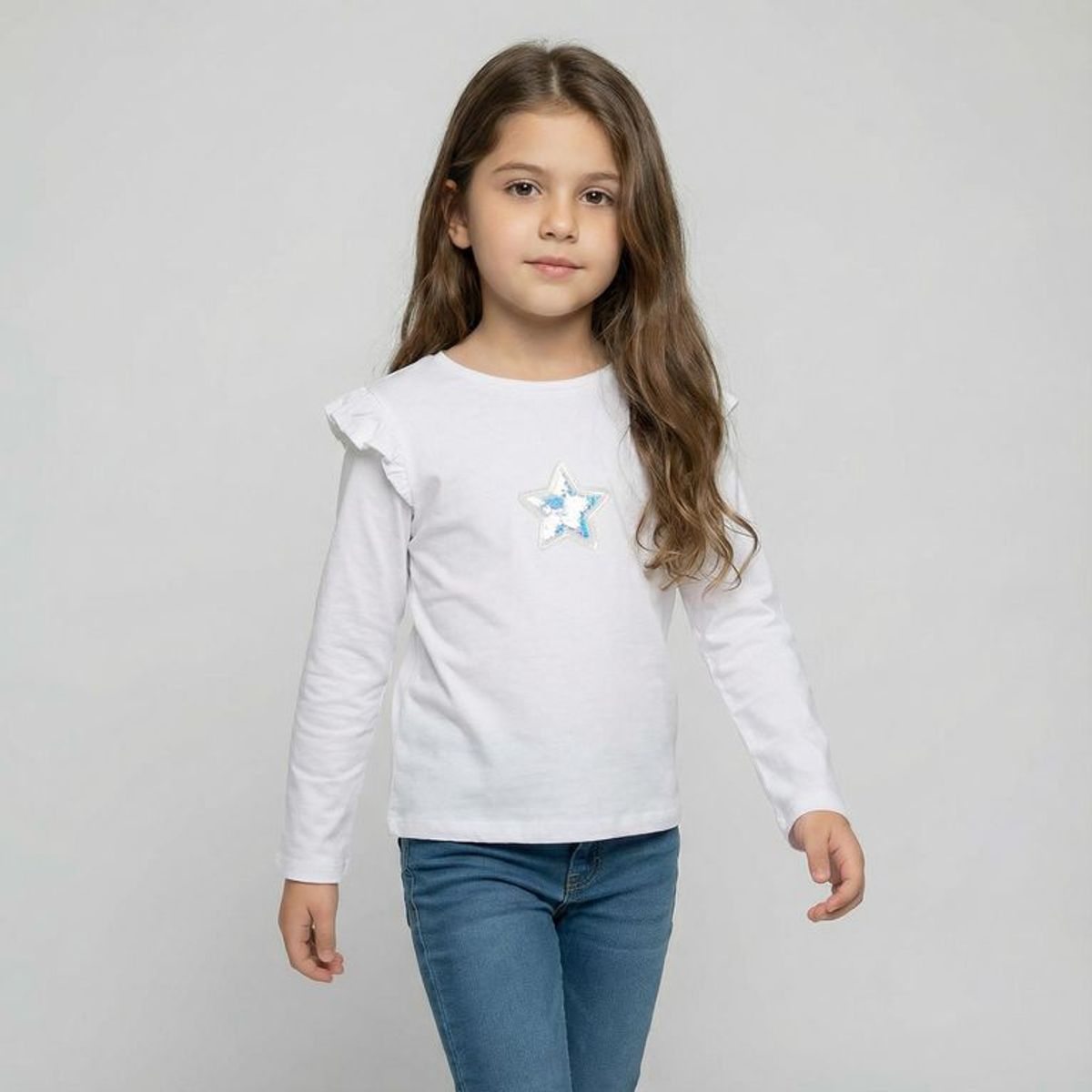 YAMP - Camiseta manga larga para Niña con Boleros de Algodón Yamp 