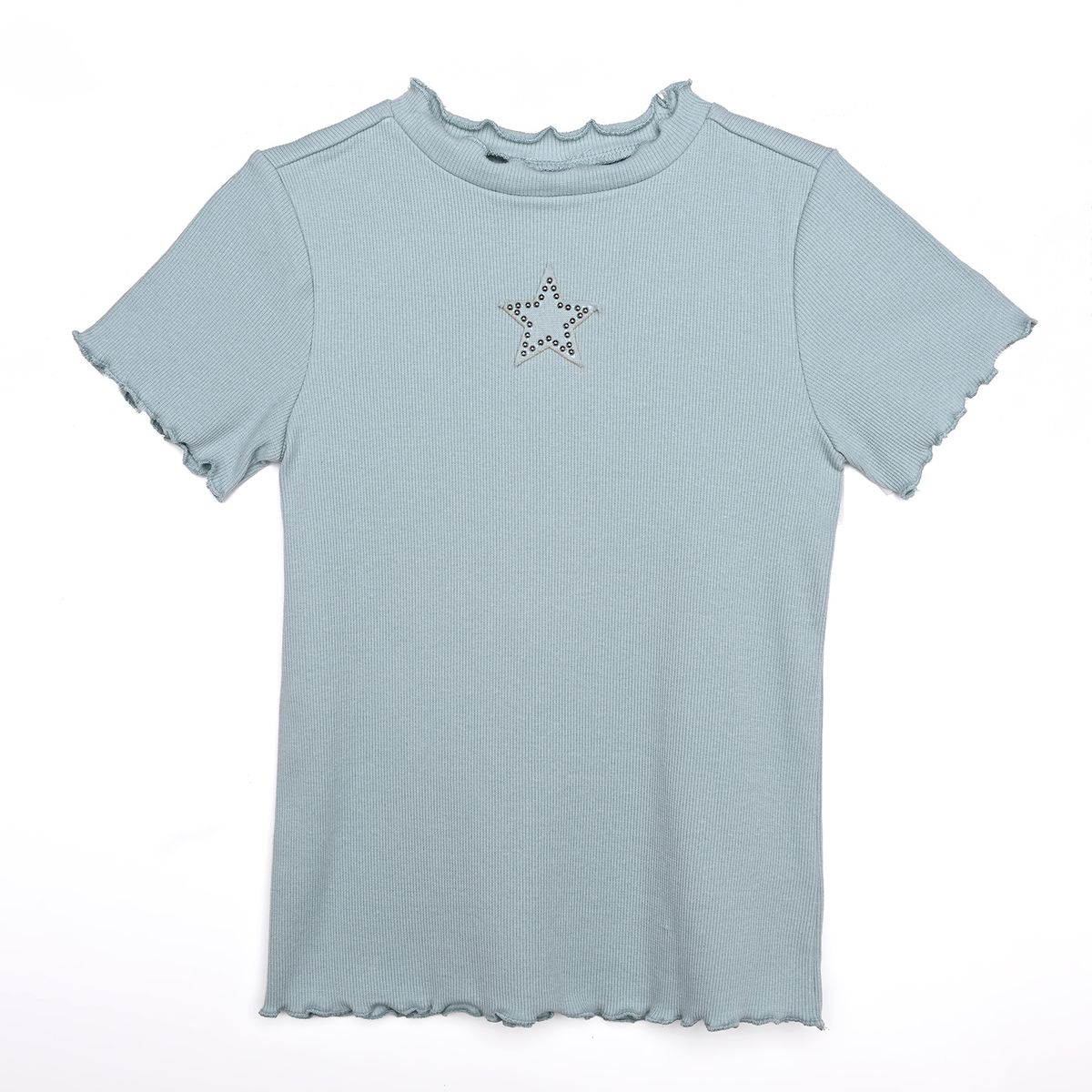 YAMP - Camiseta para Niña Acanalada Manga corta de Algodón Yamp 