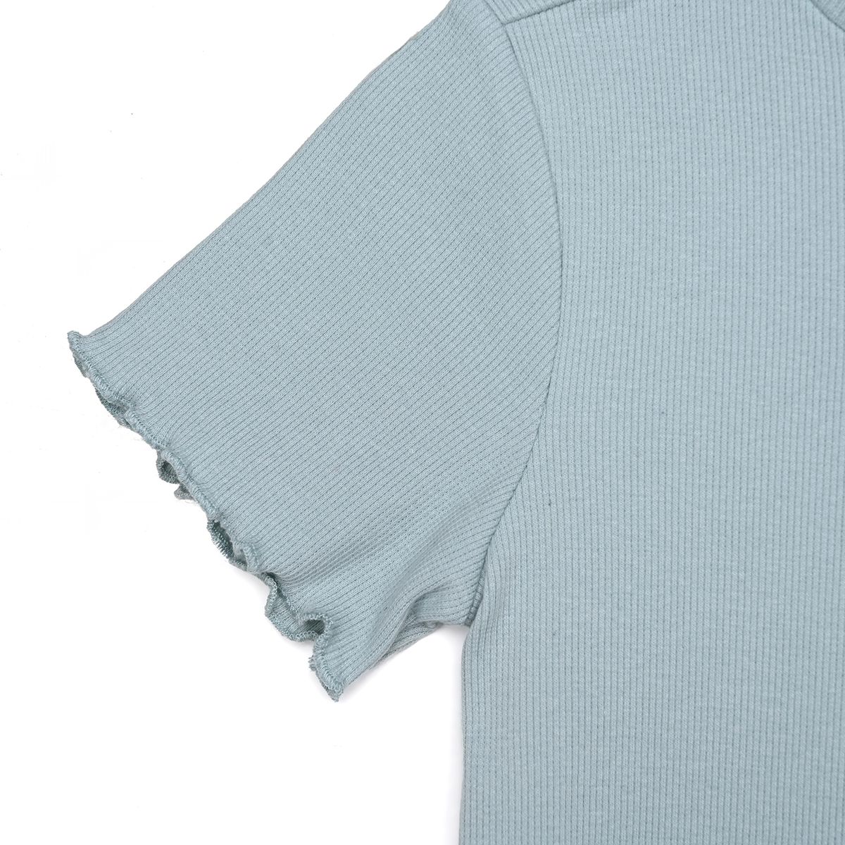 YAMP - Camiseta para Niña Acanalada Manga corta de Algodón Yamp 