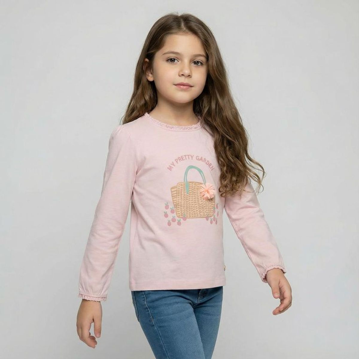YAMP - Camiseta manga larga para Niña con aplique de Algodón Yamp 