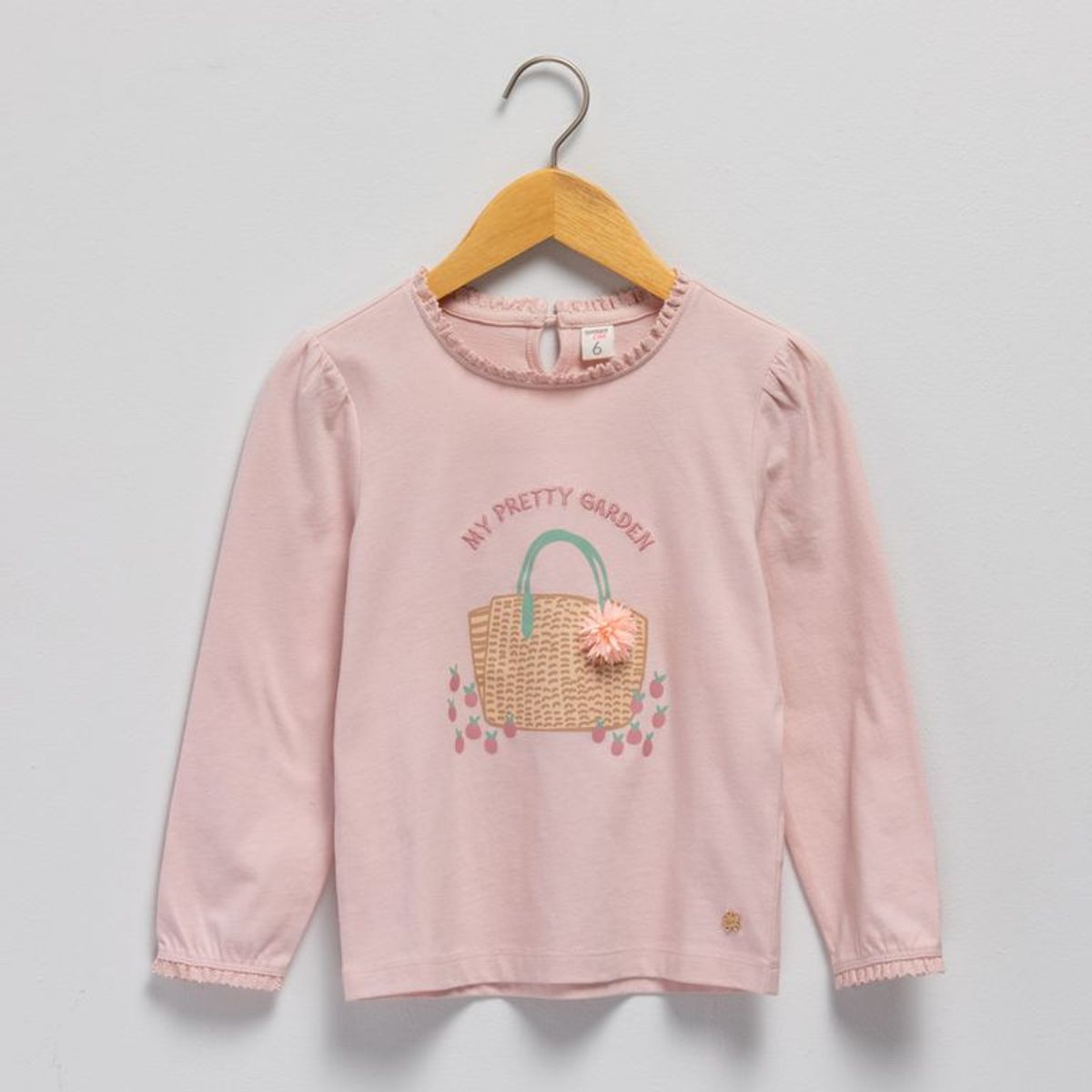 YAMP - Camiseta manga larga para Niña con aplique de Algodón Yamp 