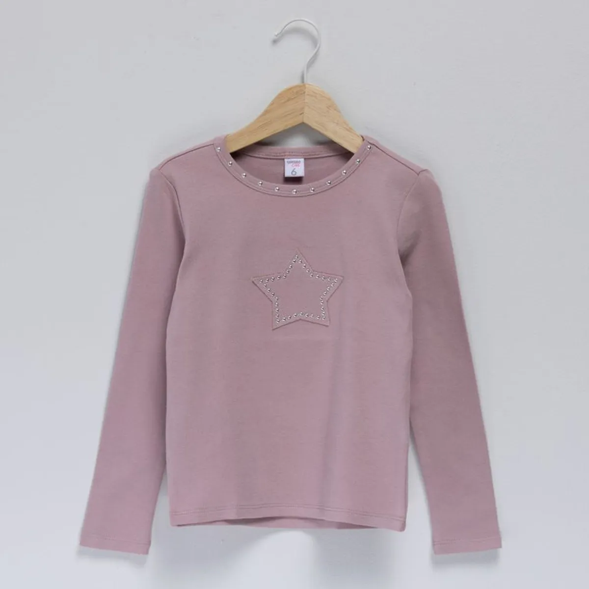 YAMP - Camiseta manga larga para Niña con aplique de Algodón Yamp