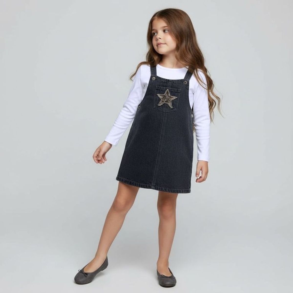 YAMP - Set Jardinera + Camiseta manga larga  para Niña de Algodón Yamp