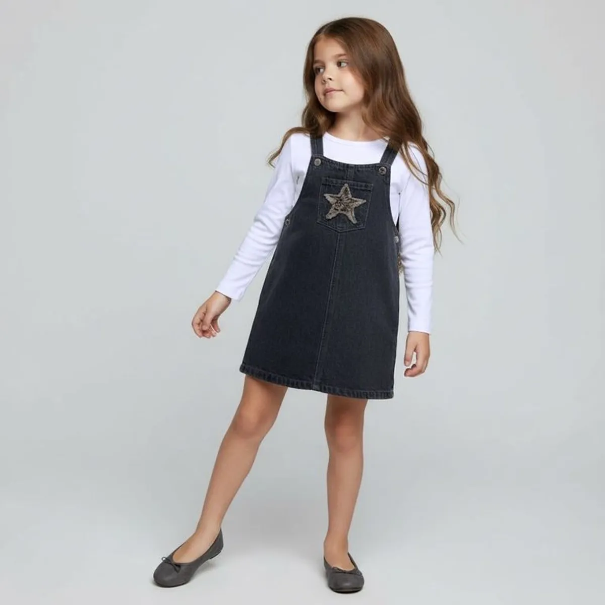 YAMP - Set Jardinera + Camiseta manga larga  para Niña de Algodón Yamp