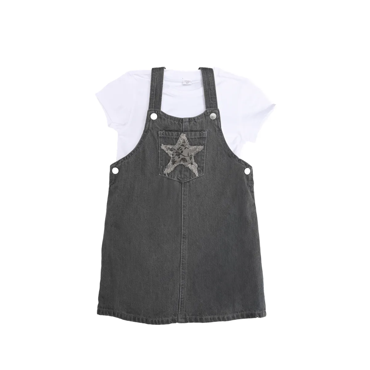 YAMP - Set Jardinera + Camiseta manga corta para Niña de Algodón Yamp