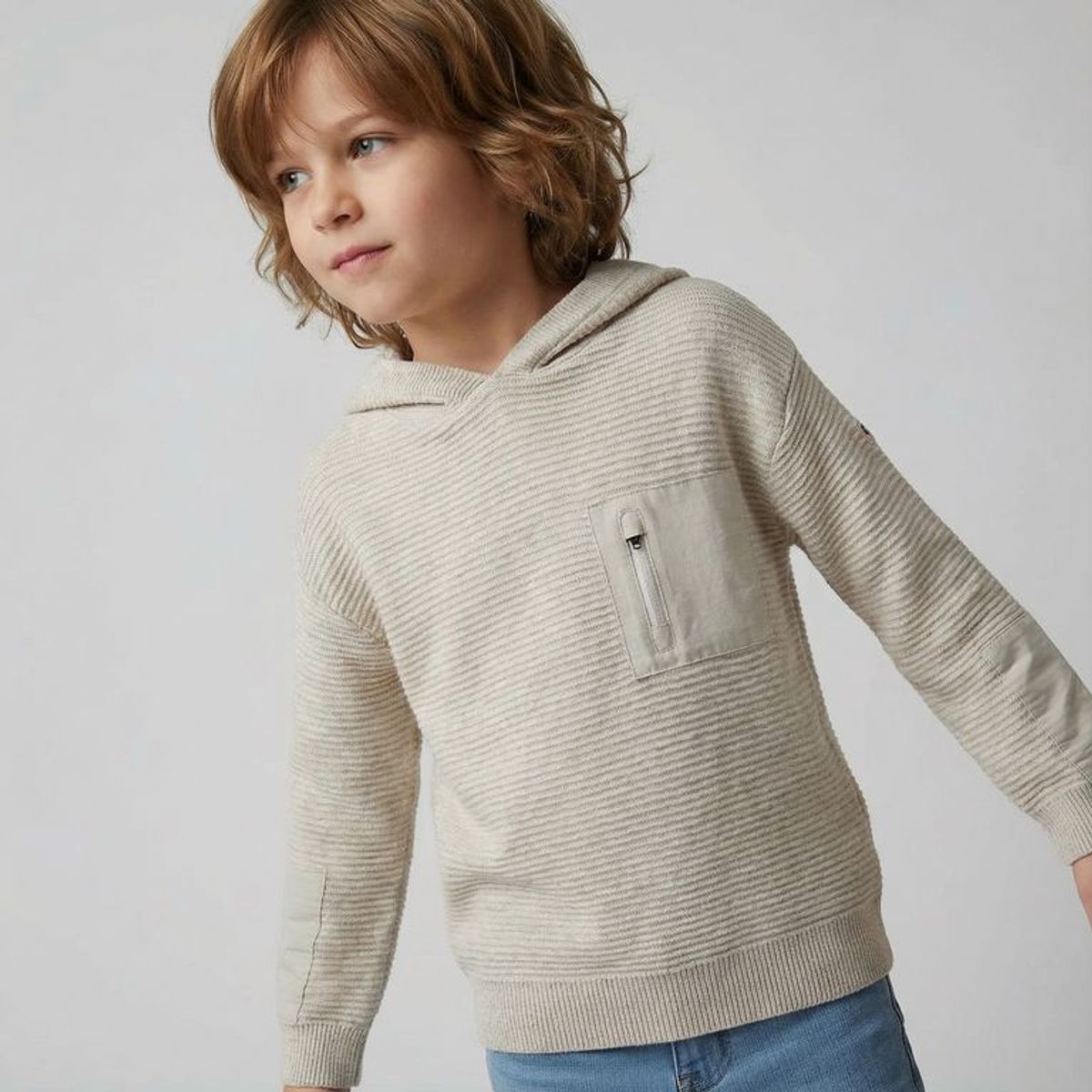 YAMP - Saco Con capucha para Niño Acanalada de Algodón Yamp