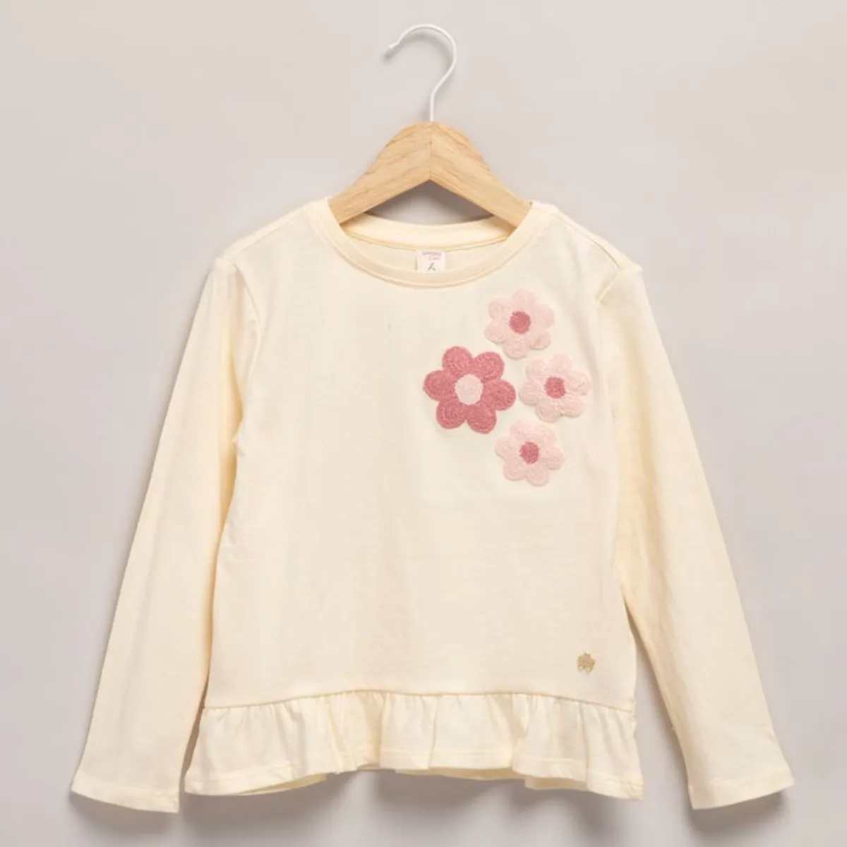 YAMP - Camiseta manga larga para Niña con aplique de Algodón Yamp 