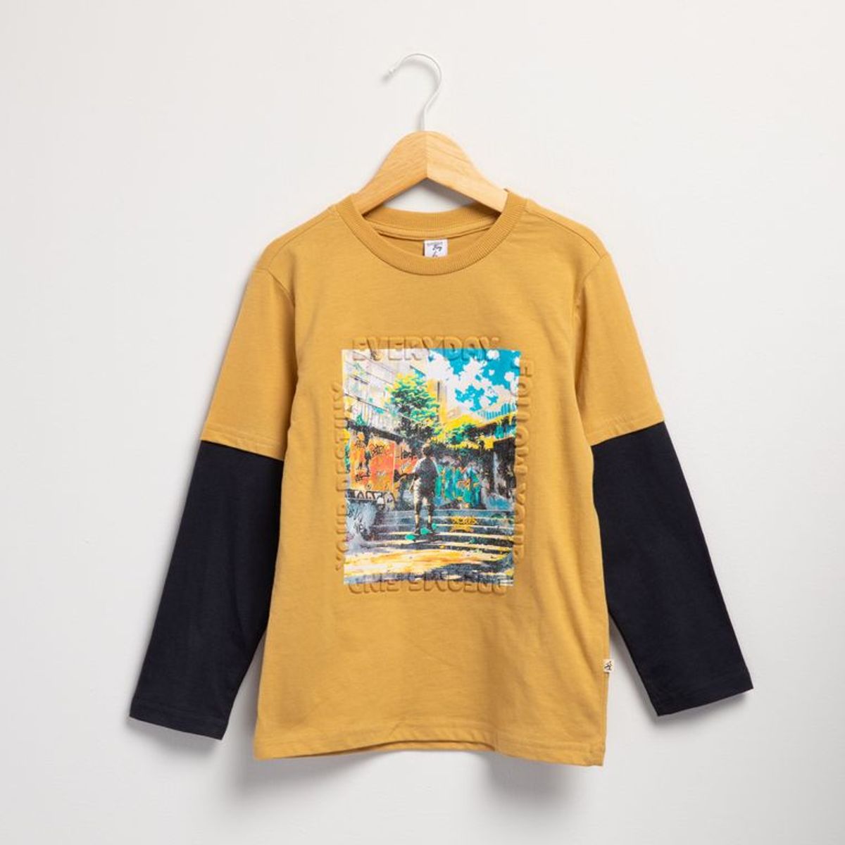 YAMP - Camiseta para Niño con Estampado  Manga larga de Algodón Yamp