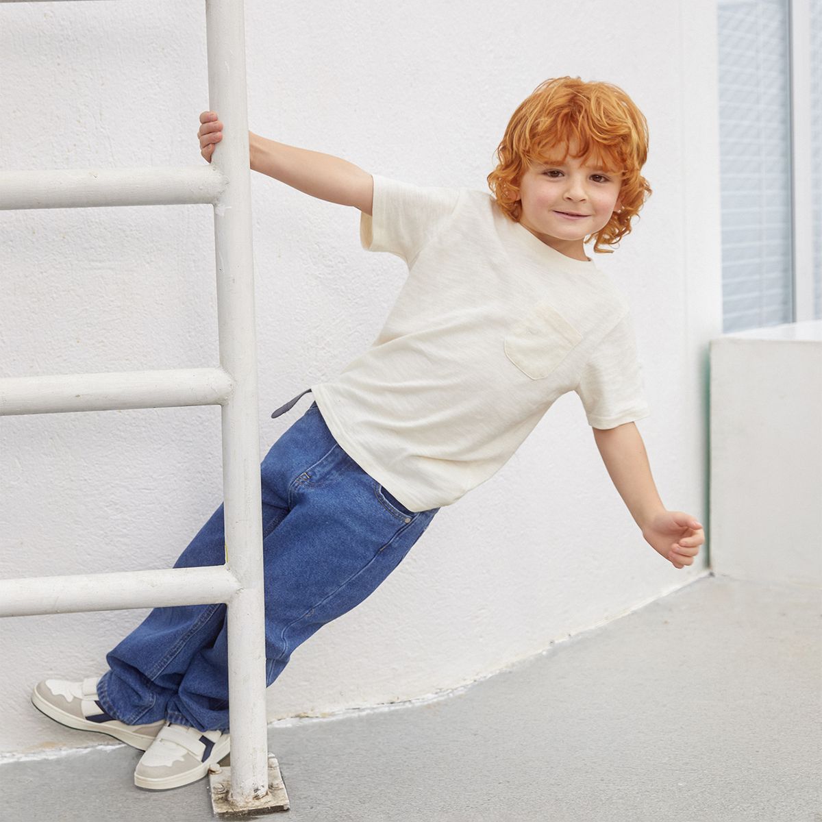 YAMP - Jean Con cinturón para Niño Denim de Algodón Yamp