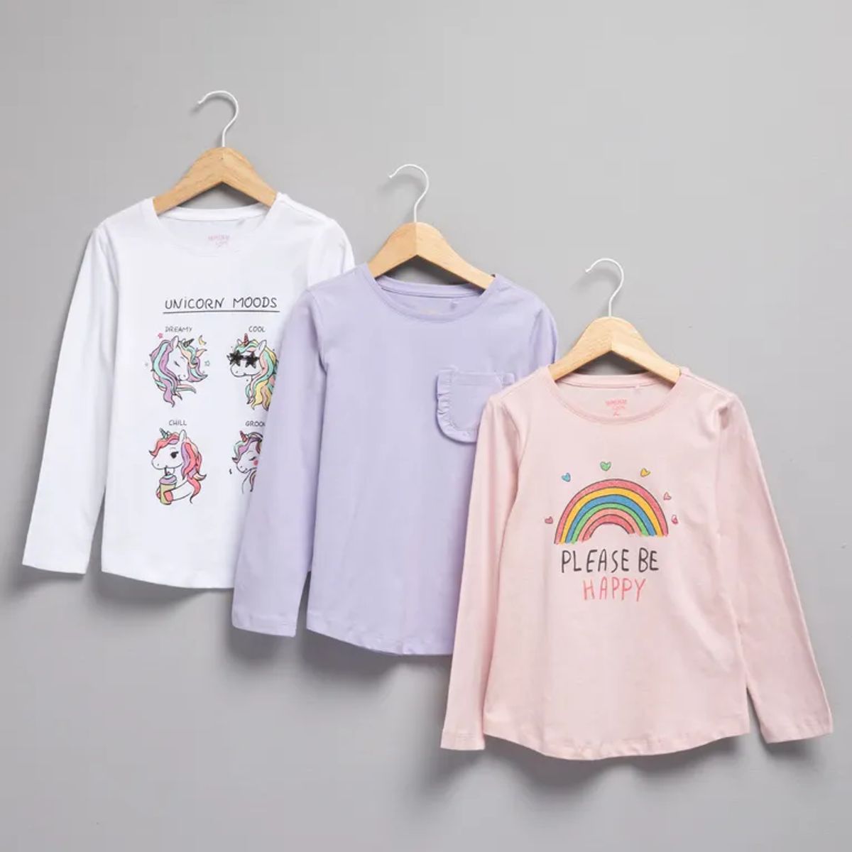 YAMP - Camiseta manga larga para Niña Pack de 3 unidades de Algodón Yamp