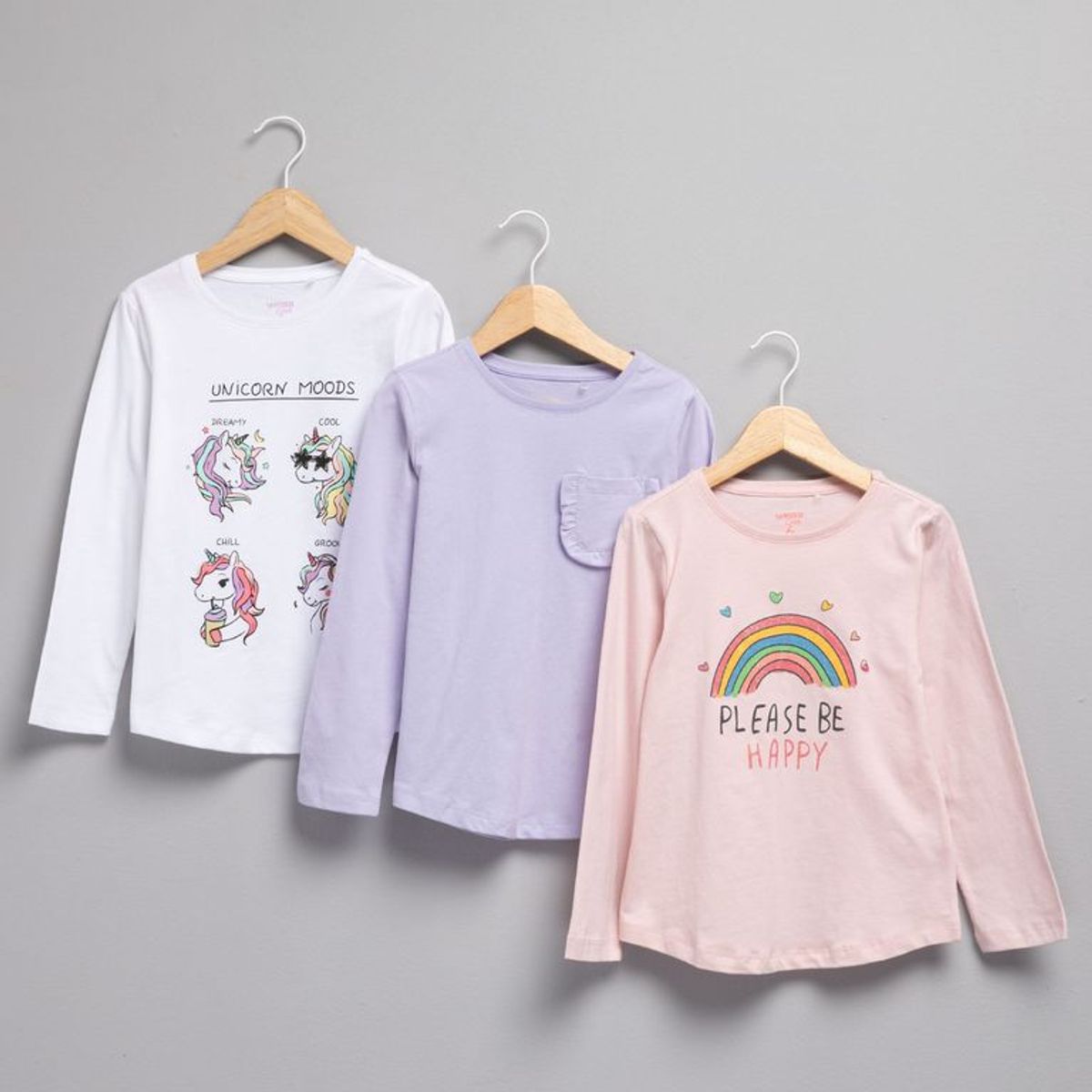 YAMP - Camiseta manga larga para Niña Pack de 3 unidades de Algodón Yamp