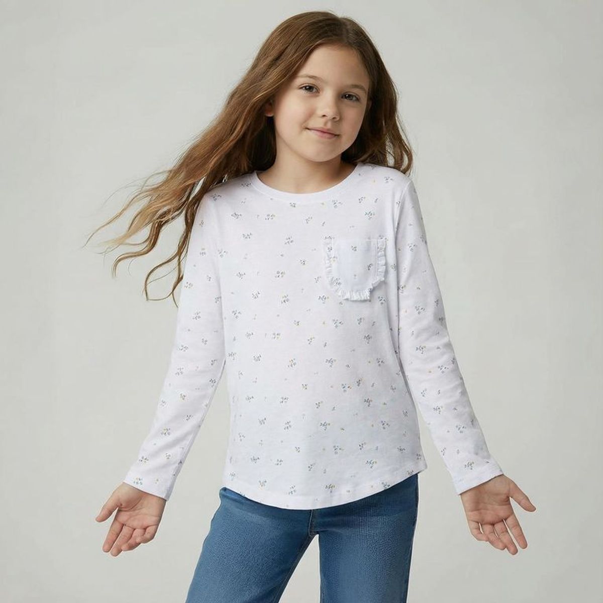 YAMP - Camiseta manga larga para Niña de Algodón Yamp