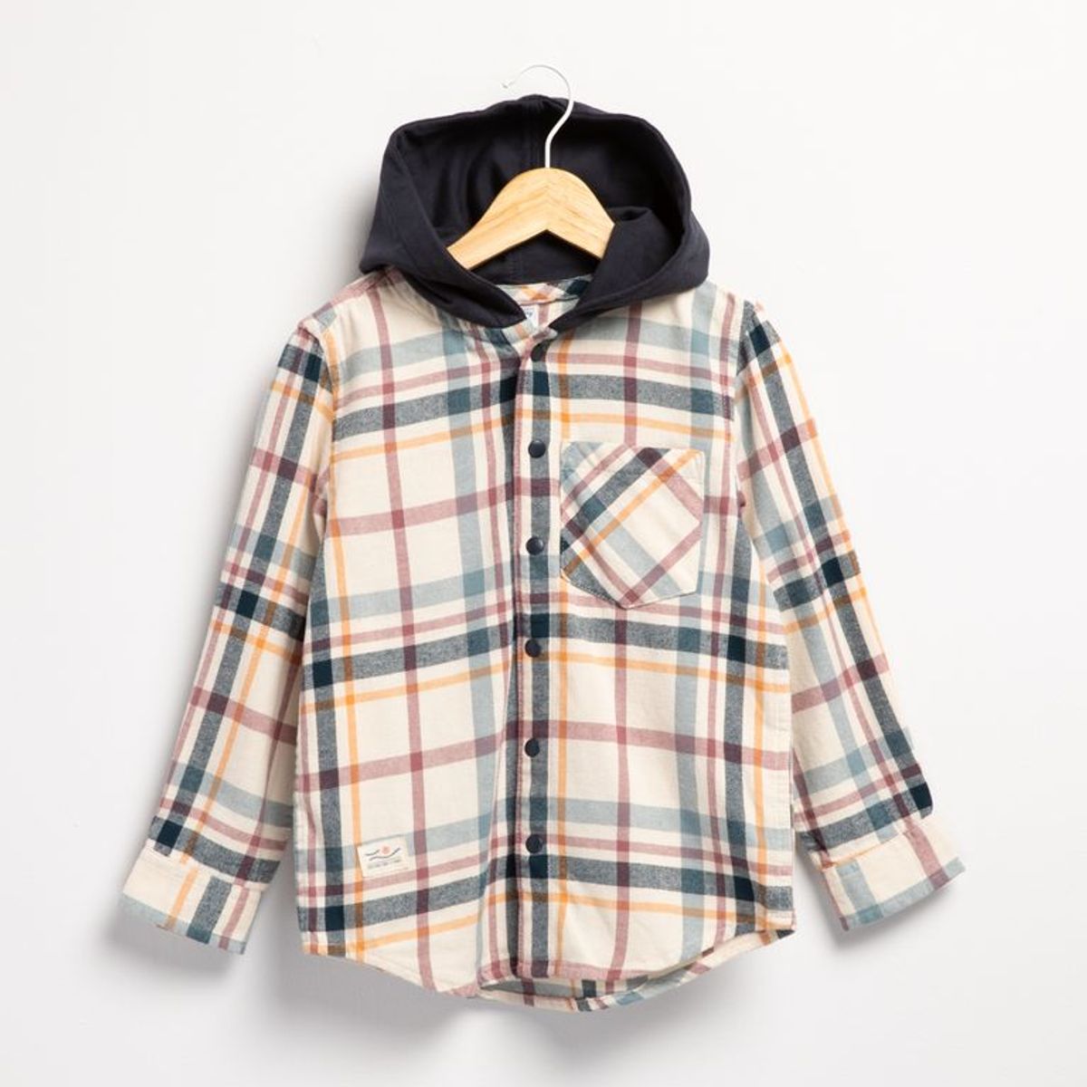 YAMP - Camisa para Niño de Cuadros Con capucha Manga larga de Algodón Yamp