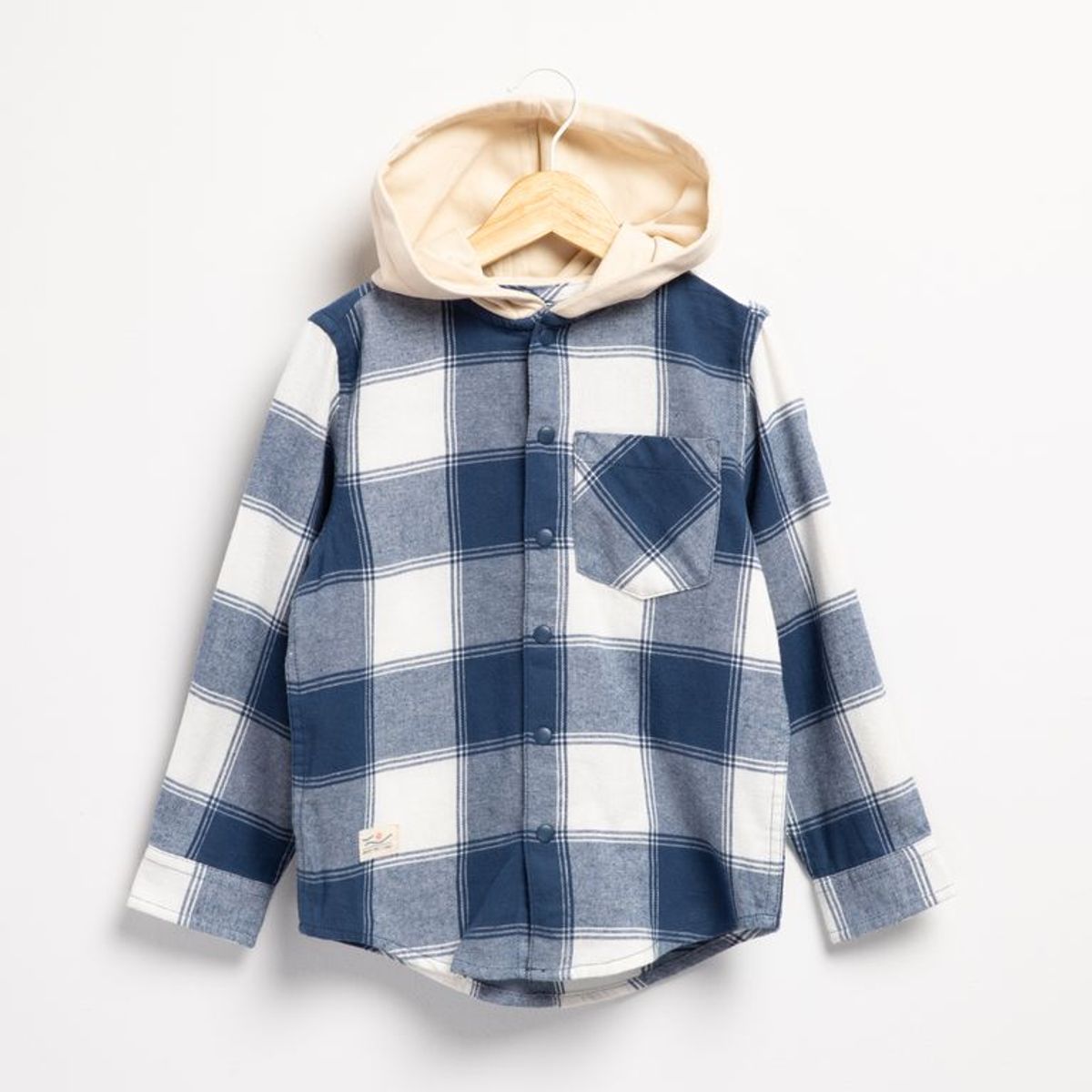 YAMP - Camisa para Niño de Cuadros Con capucha Manga larga de Algodón Yamp