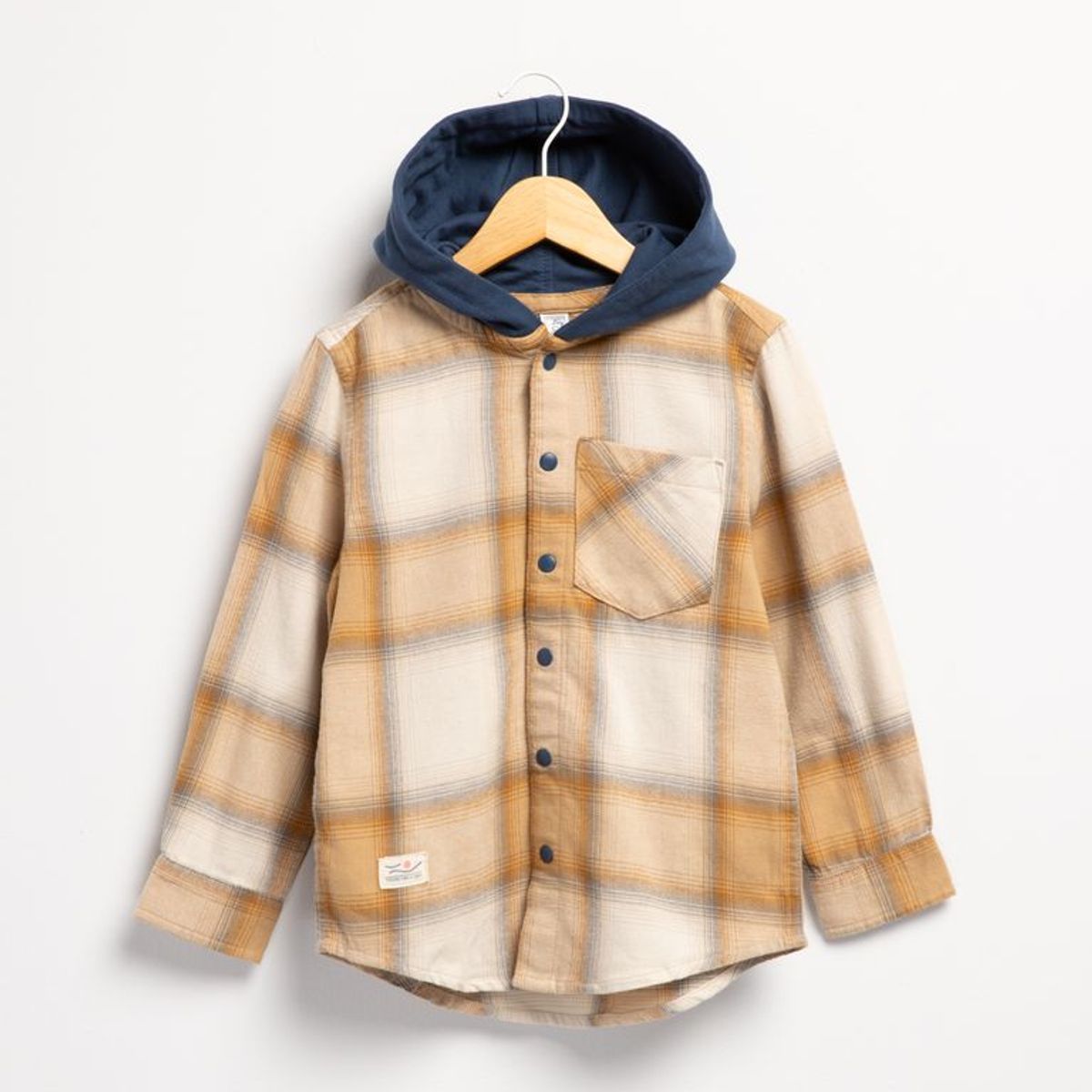 YAMP - Camisa para Niño de Cuadros Con capucha Manga larga de Algodón Yamp