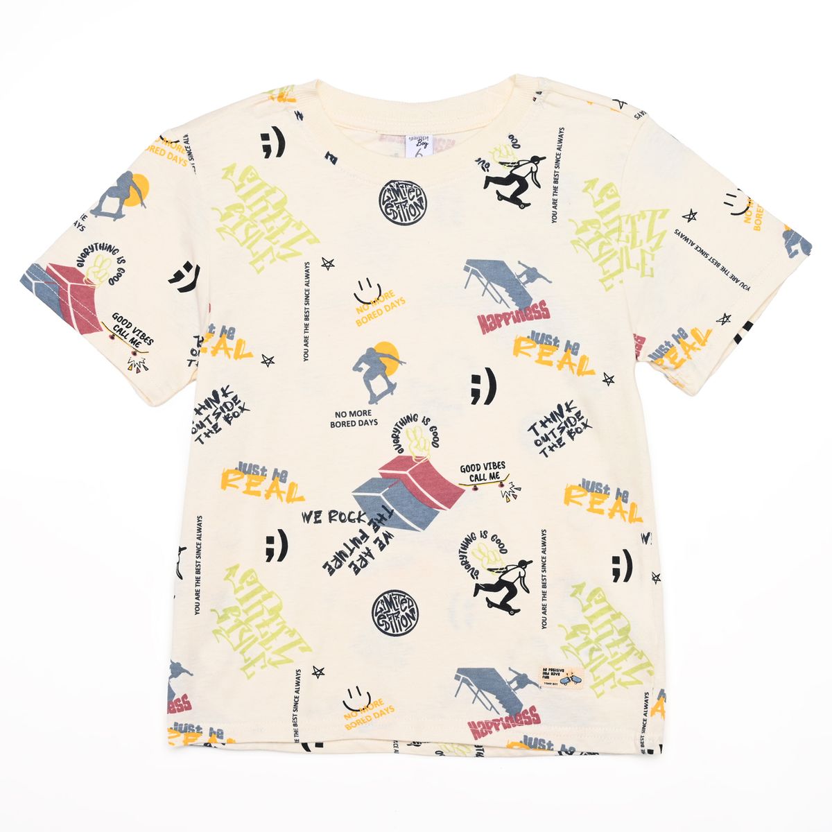 YAMP - Camiseta para Niño con Estampado  Manga corta de Algodón Yamp