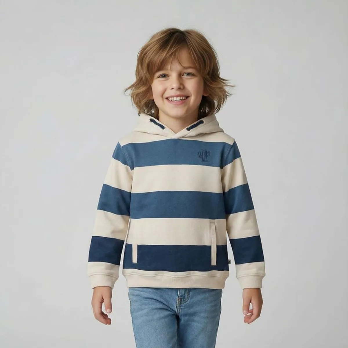 YAMP - Saco Con capucha para Niño de Rayas de Algodón Yamp