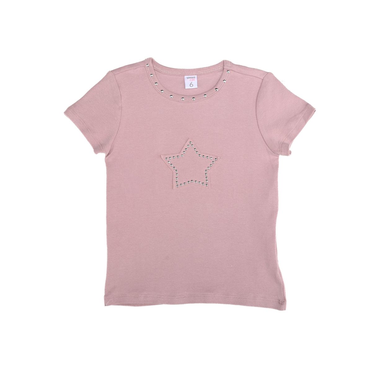 YAMP - Camiseta para Niña con Taches Manga corta de Algodón Yamp