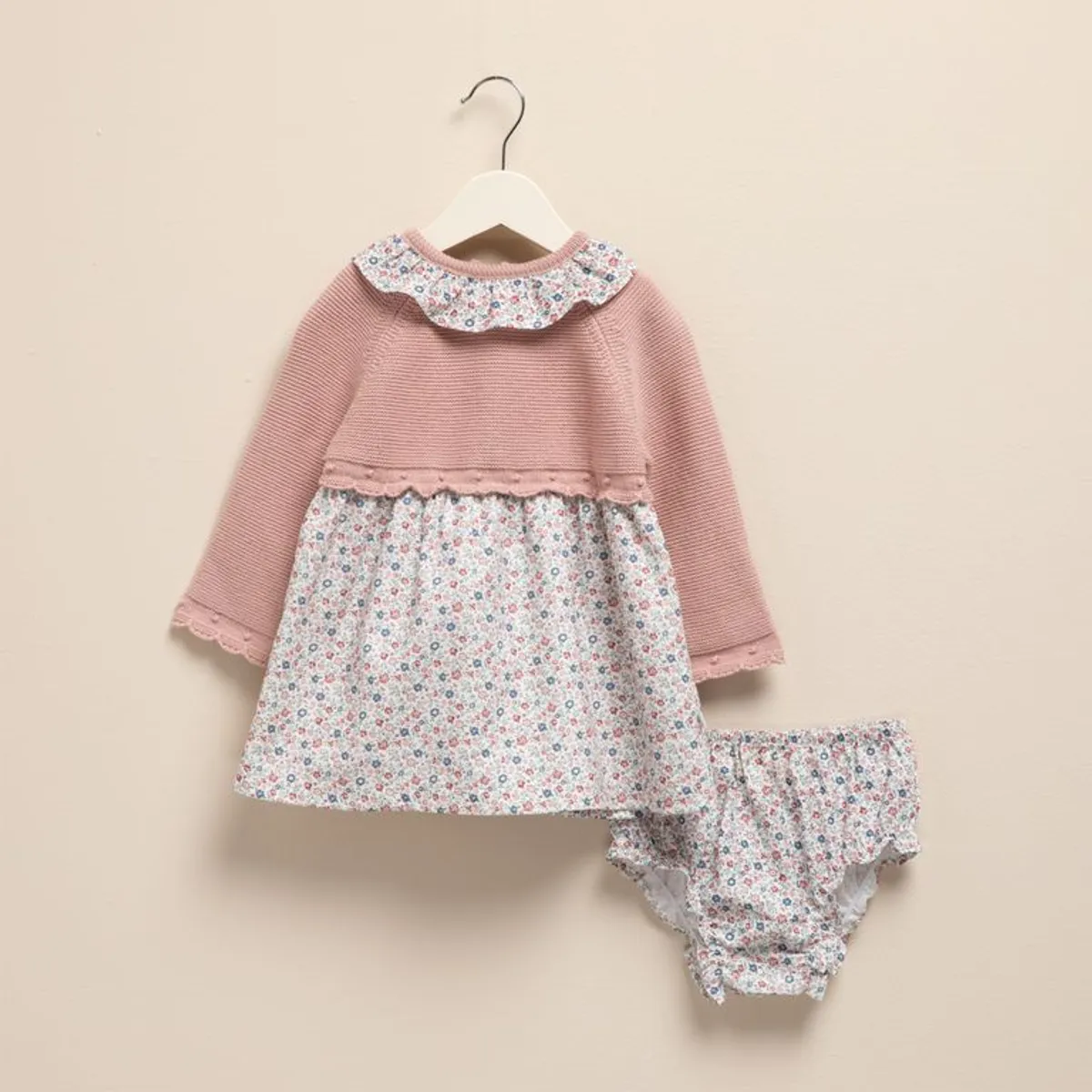 CONIGLIO - Vestido para Bebé niña 2 piezas de Flores Manga larga de Algodón Coniglio