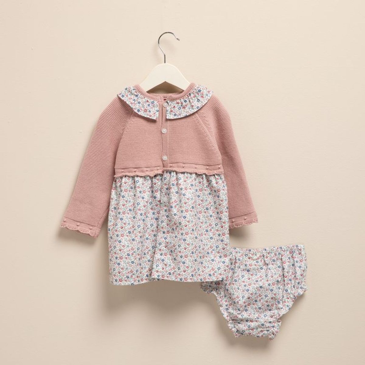 CONIGLIO - Vestido para Bebé niña 2 piezas de Flores Manga larga de Algodón Coniglio