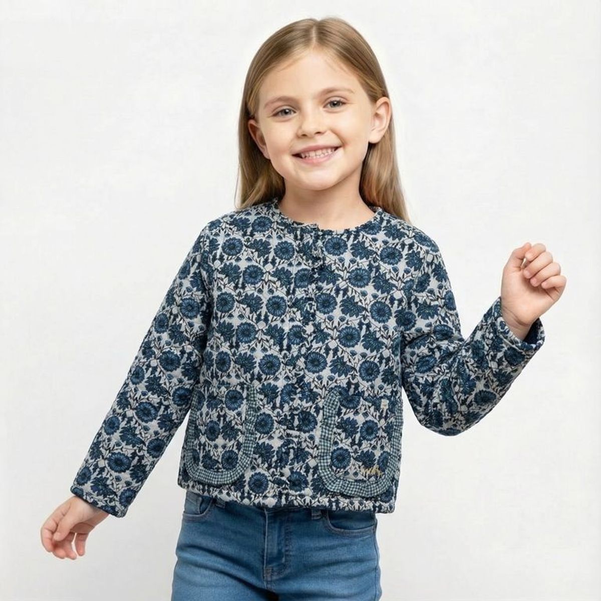 CONIGLIO - Chaqueta para Niña con Flores de Algodón Coniglio