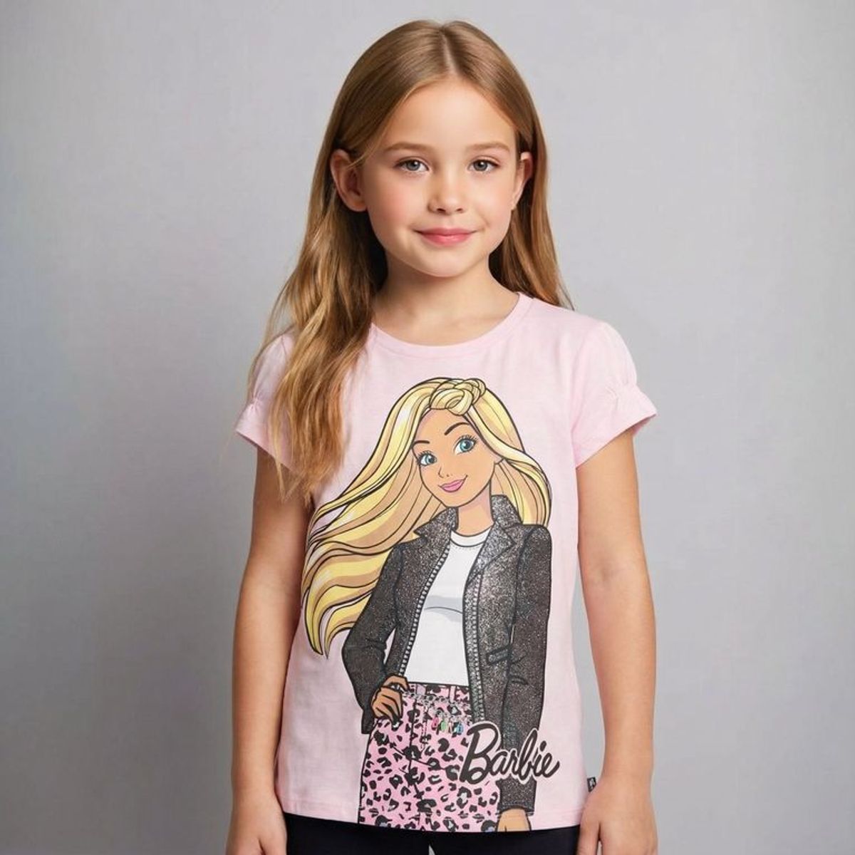BARBIE - Camiseta para Niña con Estampado de Algodón Barbie